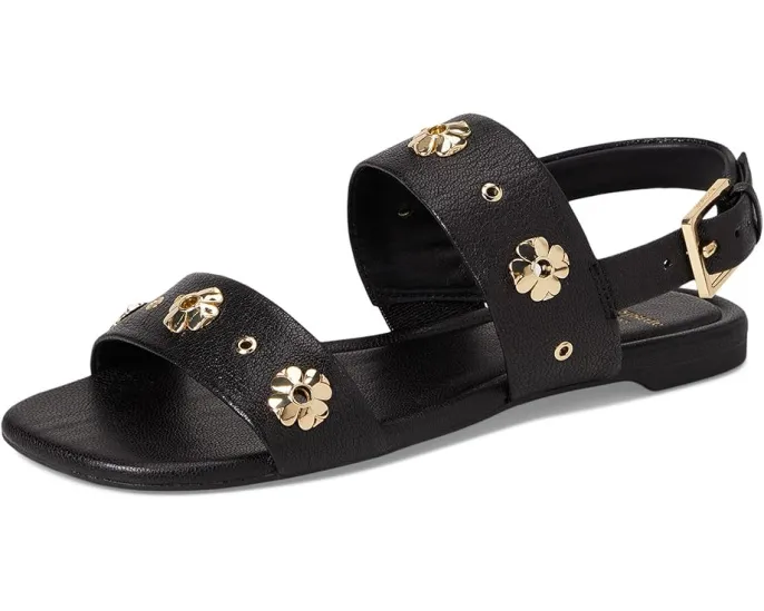 Плоские сандалии Spade Flower Stud из тисненой кожи с регулируемой задней лямкой