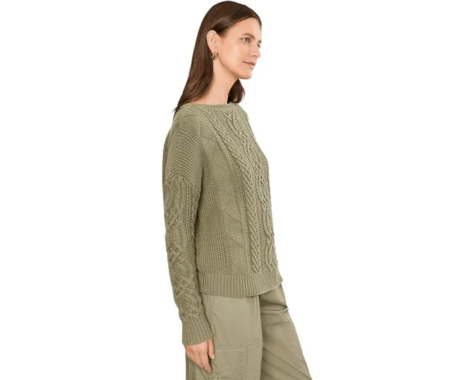 Свитер с косами и лодочным вырезом из хлопка Lauren Ralph Lauren