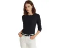 Хлопковый топ Lauren Ralph Lauren с длинным рукавом и круглым вырезом