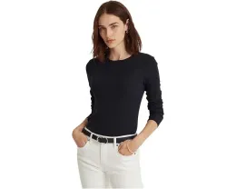 Хлопковый топ Lauren Ralph Lauren с длинным рукавом и круглым вырезом