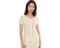 Блуза All In Pointelle Button Top от Sanctuary Розовая с круглым вырезом