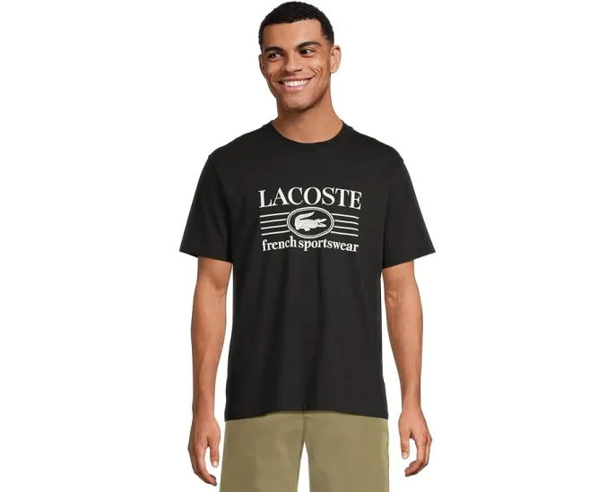 Футболка Lacoste Classic Fit Cotton Print с принтом и вышитым крокодилом