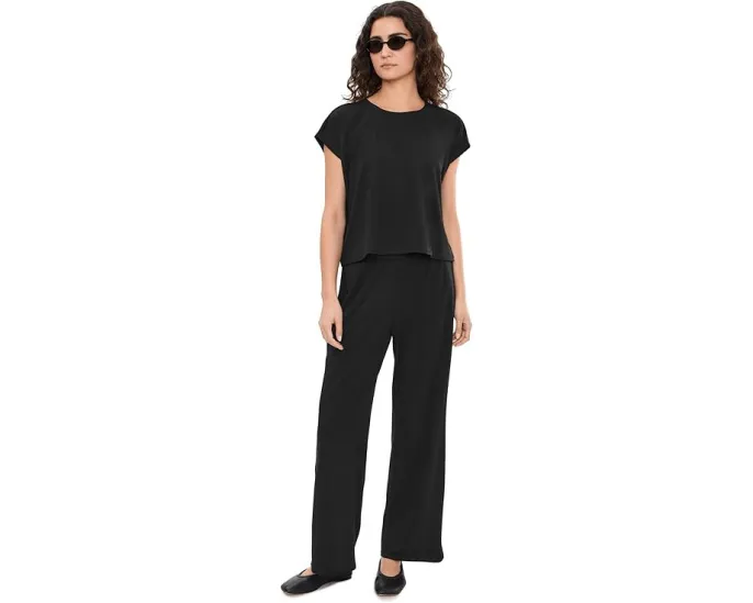 Eileen Fisher укороченный топ с ребристым воротником и короткими рукавами