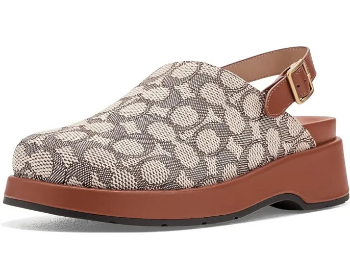 Сабо COACH Sculpted C на платформе с узором Jacquard и регулируемой пряжкой