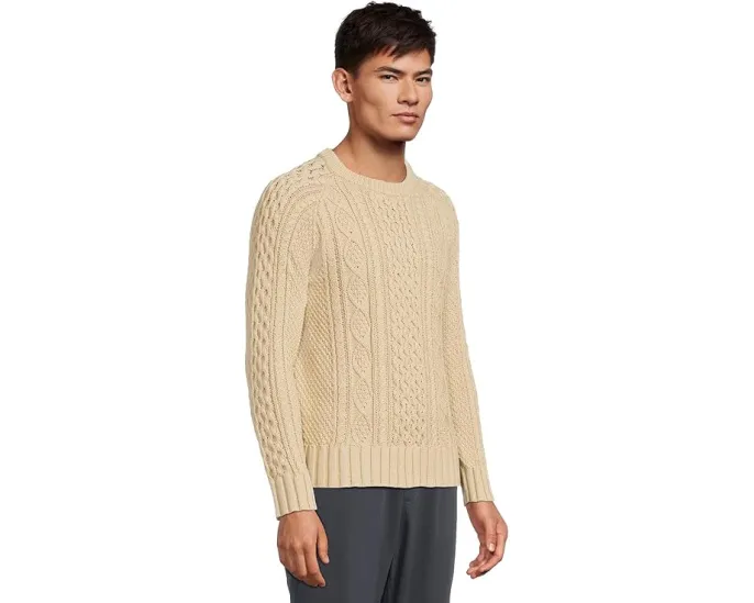 Хлопковый свитер Signature Cotton Fisherman с аутентичной вязкой и облегающим кроем