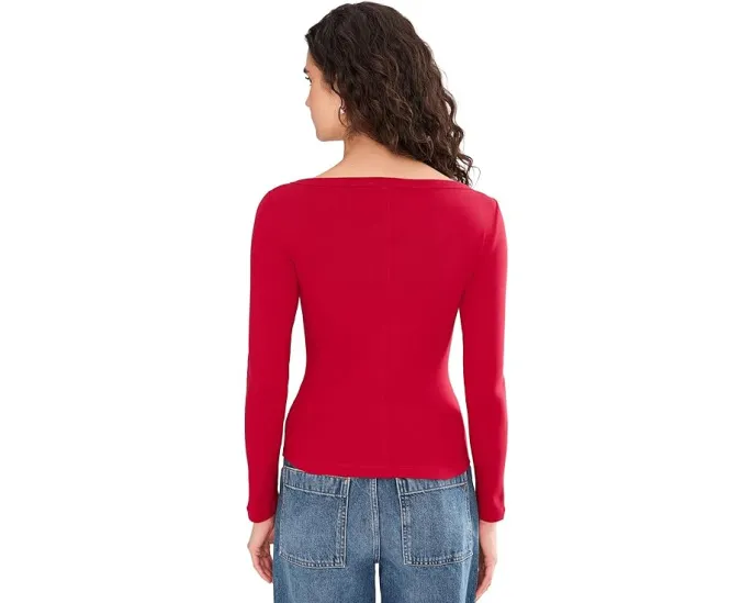 Футболка Madewell 90s Boatneck из компактного хлопка с длинными рукавами