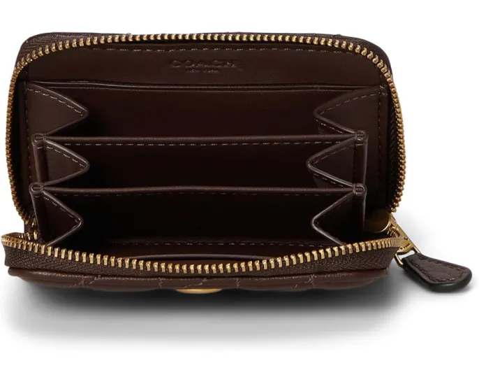 Маленький кардхолдер COACH с объемной стежкой и застежкой-молнией