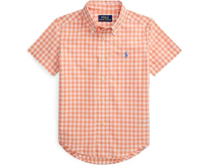 Рубашка Polo Ralph Lauren Kids с коротким рукавом из хлопкового поплина в клетку