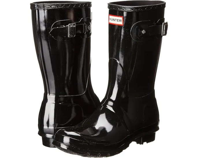 Резиновые сапоги Hunter Original Short Gloss укороченные с декором