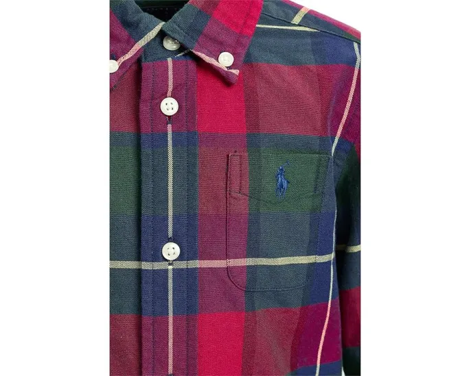 Рубашка Polo Ralph Lauren Kids из хлопкового оксфорда в клетку для малышей