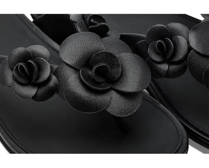 Шлепанцы FitFlop Gracie Flower Leather Flip-flops с цветочным принтом