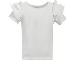 Блузка для девочки Janie and Jack с короткими рукавами в рубчик и рюшами