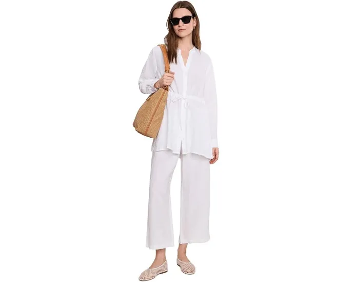 Organic Handkerchief Linen Long Shirt With Drawstrng