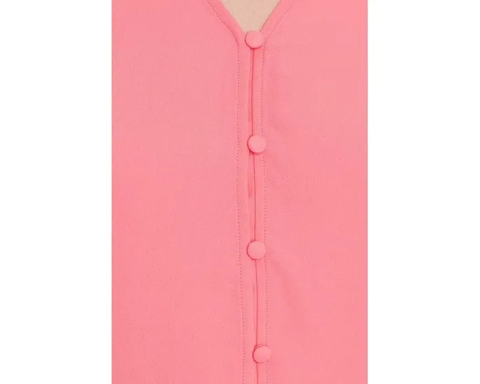 Блузка CeCe с двойным пышным рукавом и сборкой на плечах из жоржета