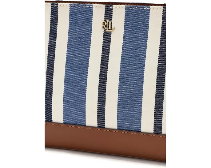 Большая сумка-косметичка Lauren Ralph Lauren из полосатого холста с кожаными деталями