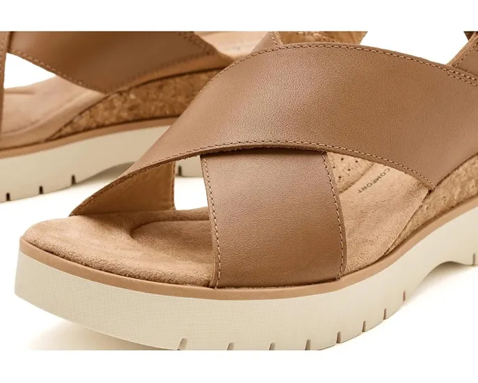 Сандалии Diaz Cross Clarks на среднем клине с мягкой кожей и регулируемым задним ремешком