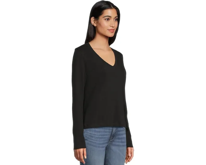 Lilla P Длинный топ с V-образным вырезом и отделкой из плотного хлопка Vintage Slub