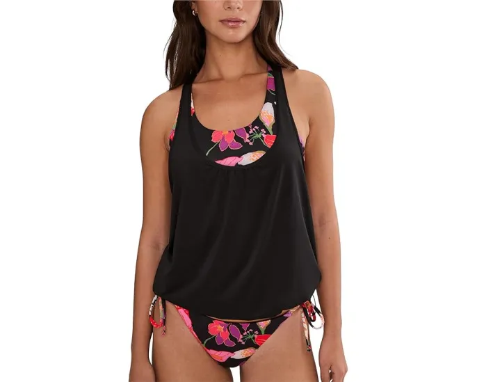 Танкини Nike Hot House Floral Layered с вырезом лодочкой и встроенным бюстгальтером