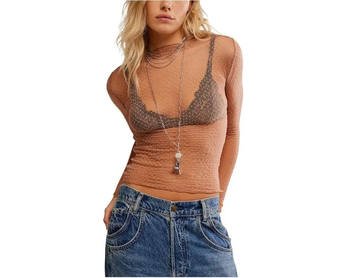 Топ Free People Minding My Business из сетки с рюшами