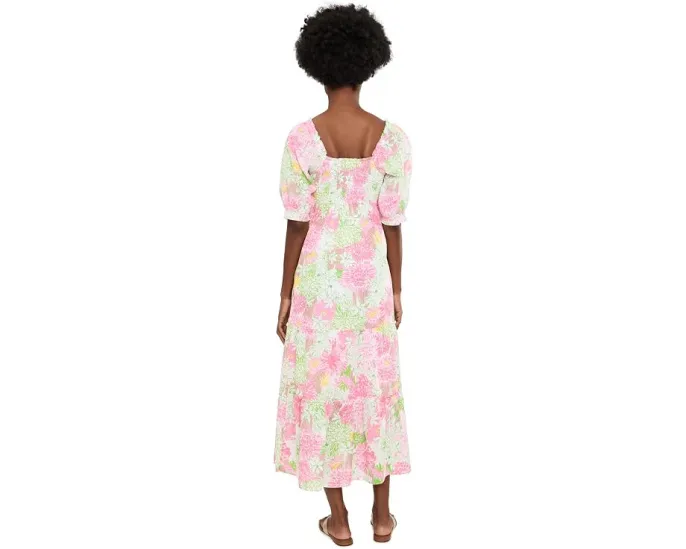 Платье макси с коротким рукавом Lilly Pulitzer Hadly на резинке и ярусами