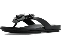 Шлепанцы FitFlop Gracie Flower Leather Flip-flops с цветочным принтом