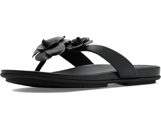 Шлепанцы FitFlop Gracie Flower Leather Flip-flops с цветочным принтом