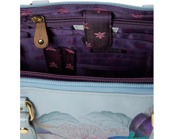 Сумка Anuschka Wide Organizer Satchel 695 с ручной росписью и множеством отделений