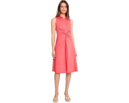 Платье Calvin Klein хлопковое с воротником и складкой спереди