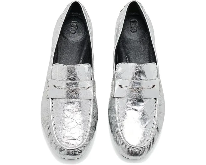 Лоферы FitFlop Delicato из жатой металлизированной кожи