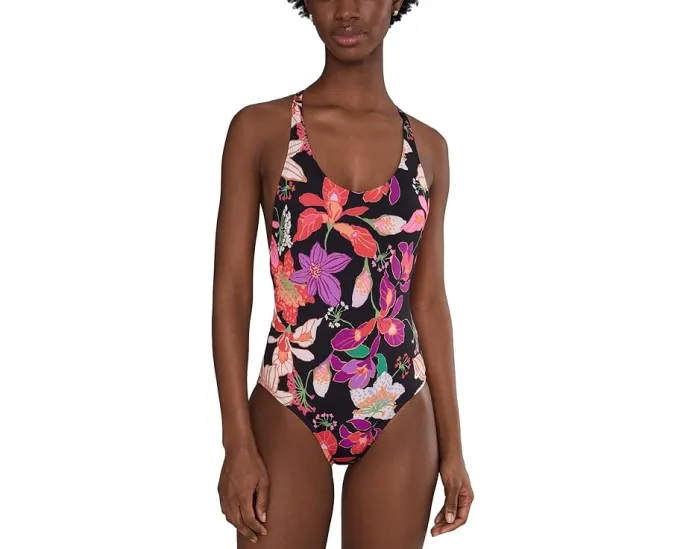 Цельный купальник Nike Hot House Floral с перекрестными бретелями