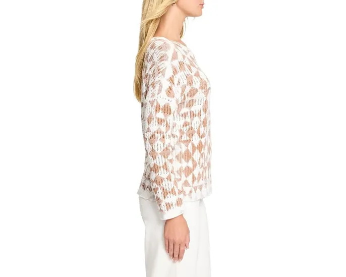 Свитер NIC+ZOE Textured Diamond с рельефным узором и длинными рукавами