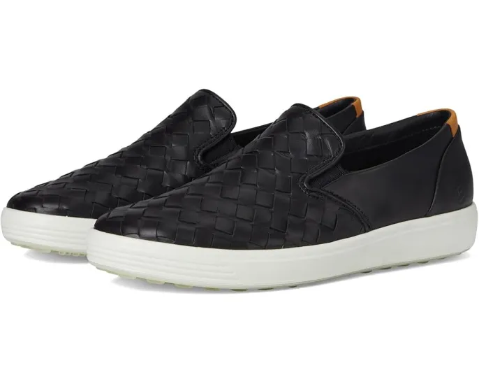 Кроссовки ECCO Soft 7 Woven Slip-On 3.0 с эластичными вставками и кожаным верхом