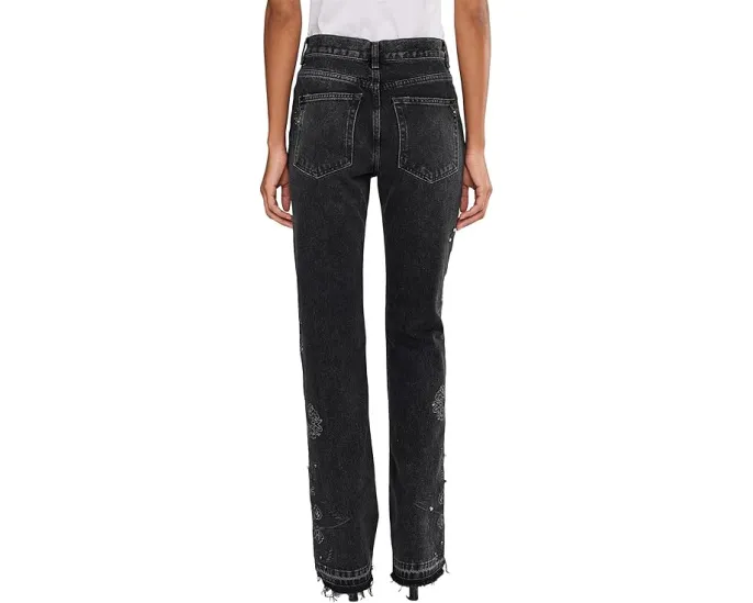 Джинсы Free People Irie Embellished с декором и прямой штаниной