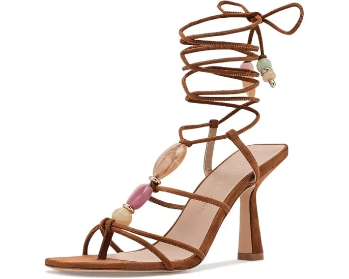 Босоножки Majorca Wrap Sandals 85 на шпильке с запахом и разноцветными камнями