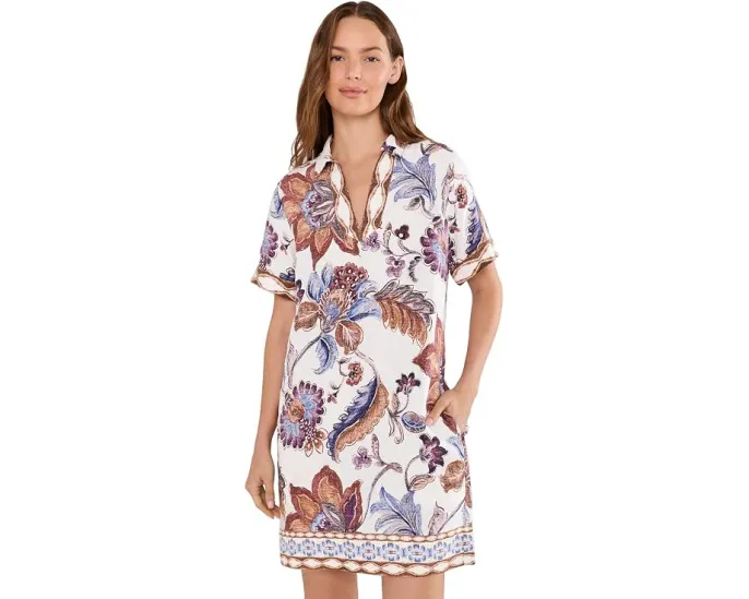 Платье Mesa Shores Short Sleeve Shift Dress от Tommy Bahama с ярким цветочным принтом