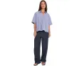 Топ Eileen Fisher с воротником классического стиля из полосатого поплина