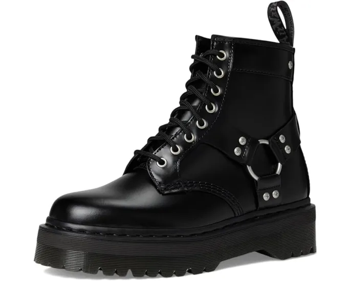 Ботинки Dr. Martens 1460 Quad Harness с 8 люверсами из глянцевой кожи и контрастной фурнитурой