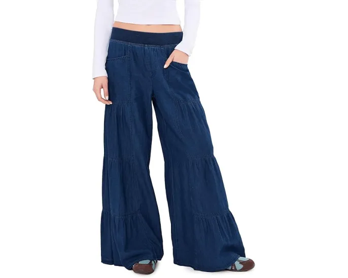 Широкие брюки XCVI Dugan Wide Leg с эластичным поясом из хлопка и льна