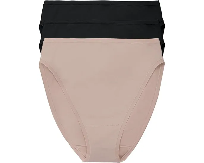 Комплект из 3 трусиков Natori Bliss Bare Cotton High Cut Brief из хлопка пима