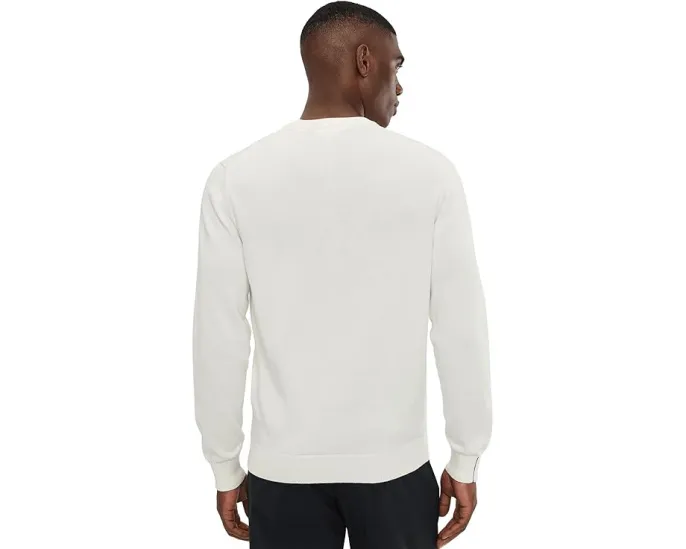 Свитер Lacoste из хлопка с круглой горловиной и контрастной линией на манжете