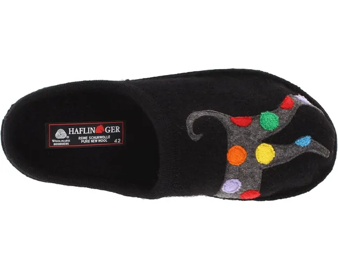 Тапочки Haflinger Jack из вареной шерсти с аппликацией собаки