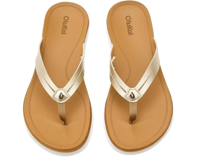 Кожаные сандалии Ho'opio Hui с нейлоновой перемычкой и легкой стелькой OluKai