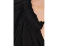 Short Sleeve Shirred Split-Neck Dress