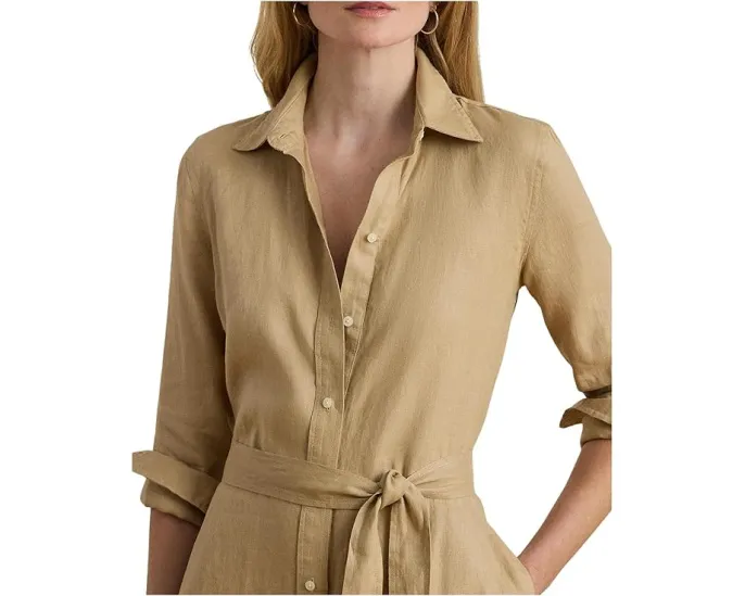 Платье-рубашка Lauren Ralph Lauren из льна с поясом