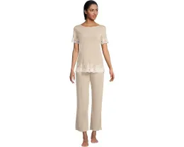 Пижамный комплект Natori Luxe Shangri-La с коротким рукавом и кружевом