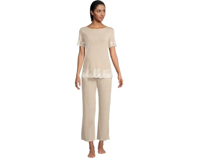 Пижамный комплект Natori Luxe Shangri-La с коротким рукавом и кружевом