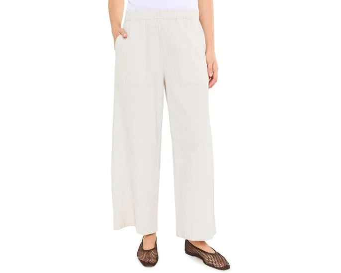 Eileen Fisher Органические хлопковые брюки Pucker Check Ankle Wide Pant Белые
