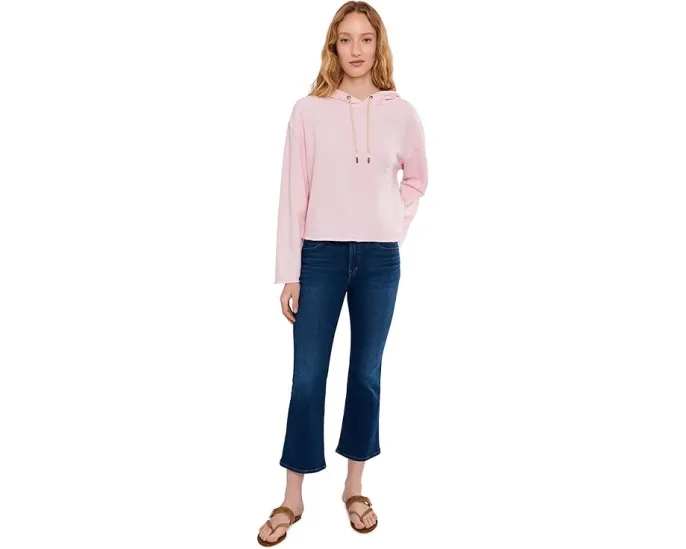 Textured Cotton Long Sleeve Shirttail Hoodie Sweatshirt