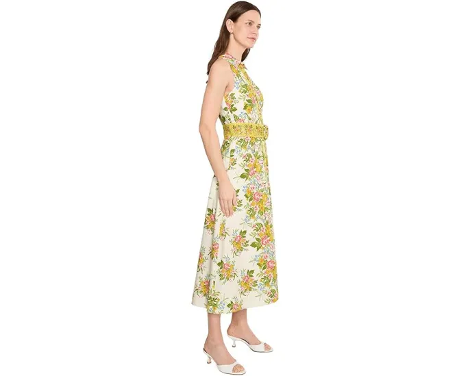 Платье макси Printed Cotton с поясом от Adrianna Papell