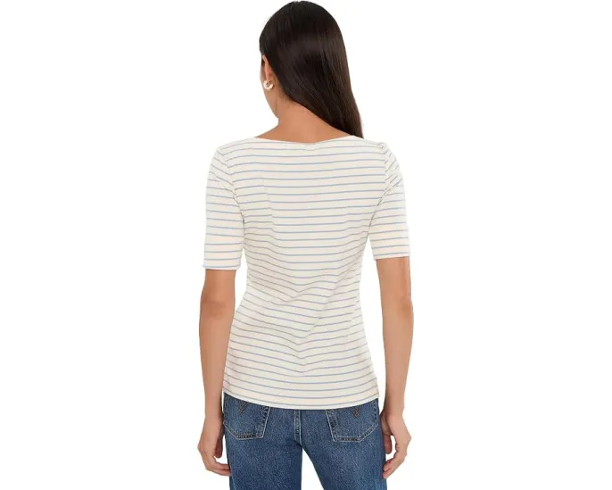 Футболка Petite Striped Stretch Cotton Boatneck Tee от Lauren Ralph Lauren